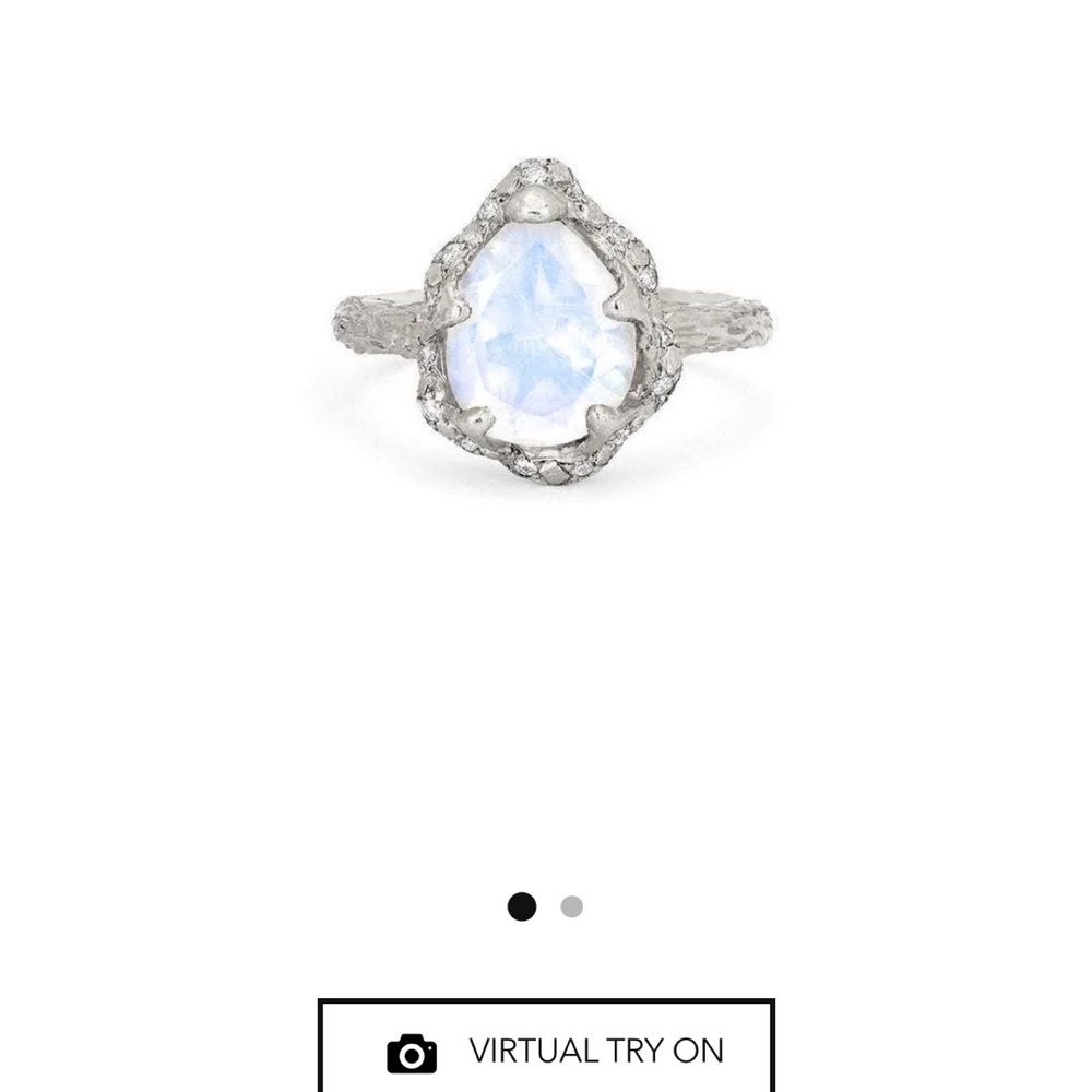 Logan Hollowell Baby Queen Water Drop Moonstone Ring with Sprinkled Diamonds